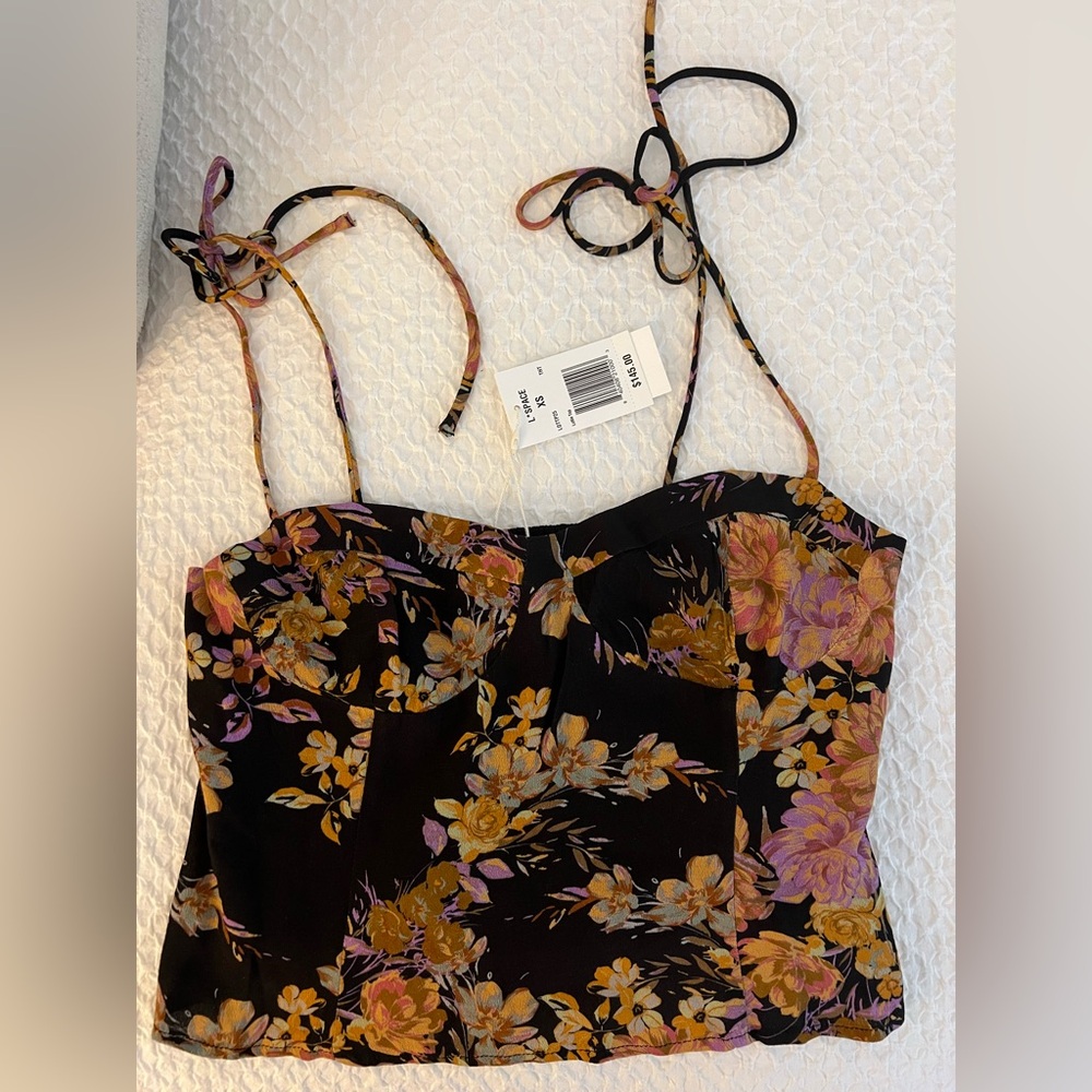 Black floral tank top